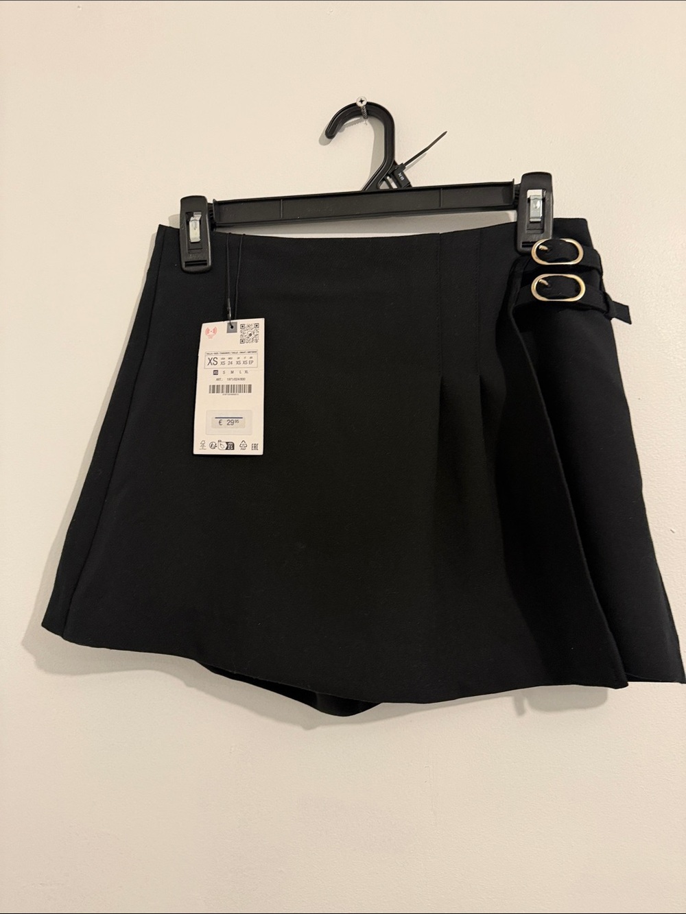 Zara Black Mini Skort with Side Buckles